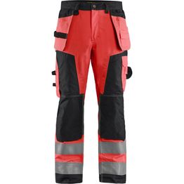 Riipputaskuhousut Blåkläder 1568 Highvis huomiopunainen/musta
