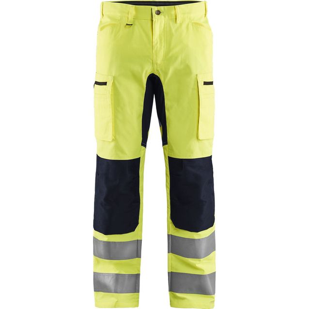 Huomiohousut Blåkläder 1585 Highvis Stretch huomiokeltainen/musta