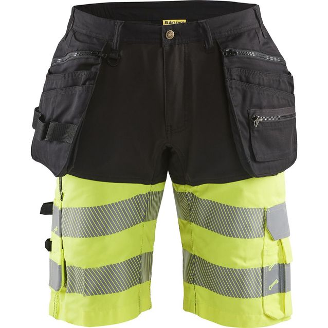 Riipputaskushortsit Blåkläder 1596 Highvis Stretch musta/huomiokeltainen