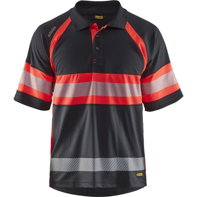 Huomiopikeepaita Blåkläder 3338 Highvis musta/huomiopunainen