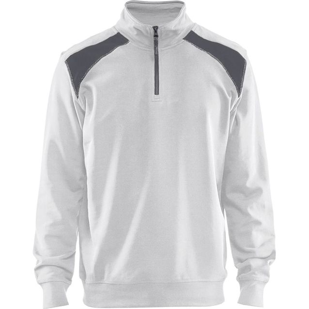 Collegepaita Blåkläder 3353 lyhyellä vetoketjulla valkoinen/harmaa