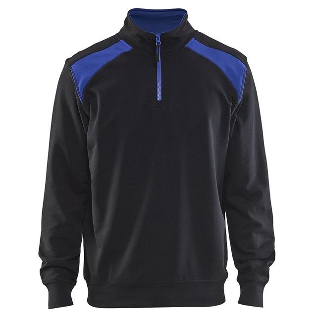 Collegepaita Blåkläder 3353 lyhyellä vetoketjulla musta/keskisininen
