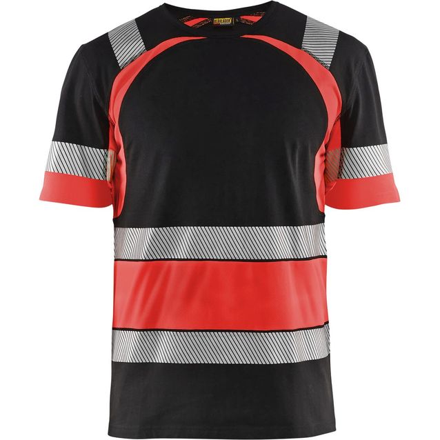 T-paita Blåkläder 3421 Highvis musta/huomiopunainen