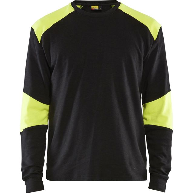 Palosuojattu pitkähihainen t-paita Blåkläder 3457 mariininsininen/huomiokeltainen