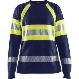 Naisten pitkähihainen t-paita Blåkläder 3494 mariininsininen/huomiokeltainen