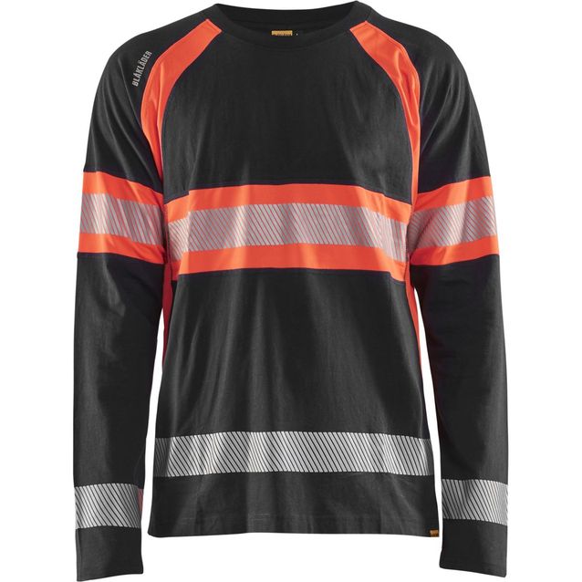 Pitkähihainen t-paita Blåkläder 3510 Highvis musta/huomiopunainen