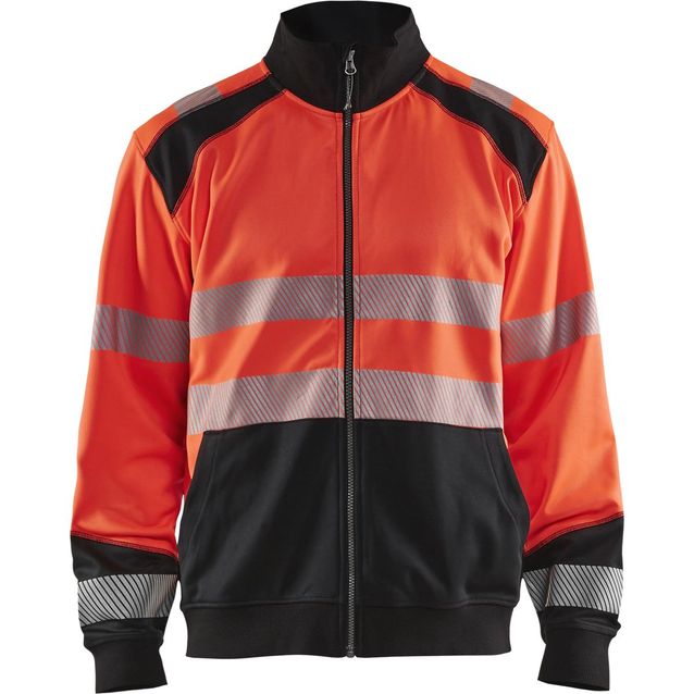 Collegepaita Blåkläder 3558 Highvis vetoketjulla huomiopunainen/musta