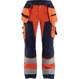 Naisten riipputaskuhousut Blåkläder 7156 Highvis huomio-oranssi/sininen