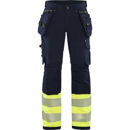 Naisten riipputaskuhousut Blåkläder 7193 Highvis Stretch mariininsininen/huomioväri