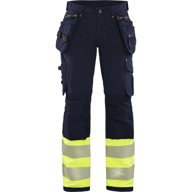 Naisten riipputaskuhousut Blåkläder 7193 Highvis Stretch mariininsininen/huomiokeltainen