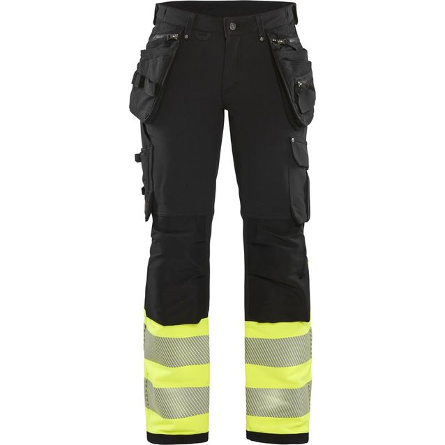 Naisten riipputaskuhousut Blåkläder 7193 Highvis Stretch musta/huomiokeltainen