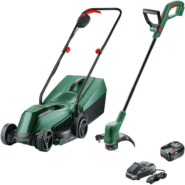 Akkukonesetti Bosch EasyMower 18V-32-200 + EasyGrassCut 18V-26 4,0 Ah akulla
