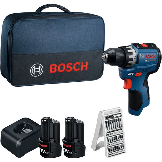 Akkuporakone Bosch Professional GSR12V-31 12V 2x2,0 Ah akuilla + 25-os. tarvikesarja