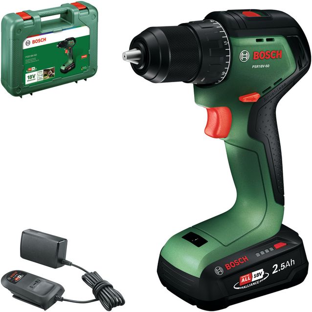 Akkuporakone Bosch PSR18V-60 18V 2,5 Ah akulla + salkku