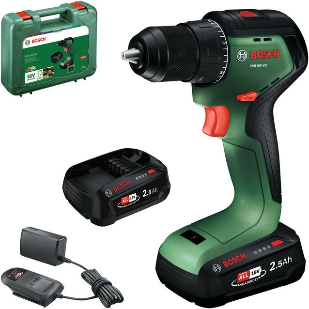 Akkuporakone Bosch PSR18V-60 18V 2x2,5 Ah akuilla + salkku