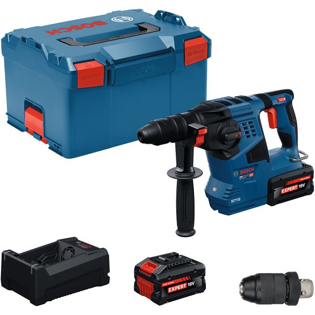 Akkuporavasara Bosch Professional GBH18V-28F 18V 2x8,0 Ah akuilla + L-Boxx pikaistukka