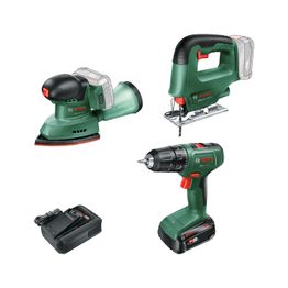 Akkukonesarja Bosch DIY EasyDrill 18V-40 + EasySaw 18V-70 + EasySander 18V-8 2,5 Ah akulla