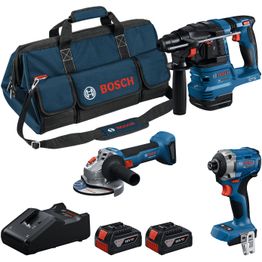 Akkukonesarja Bosch Professional GDR + GBH + GWS 18V 2x4,0 Ah akuilla + laukku
