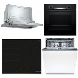 Keittiöpaketti Bosch - HBG537FB4 kalusteuuni, PIX631HC1E induktiotaso, SMV4HMX08E astianpesukone ja DFS067A51 liesituuletin