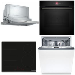 Keittiön kodinkonepaketti Bosch, sis. uuni, induktioliesitaso, liesituuletin, astianpesukone