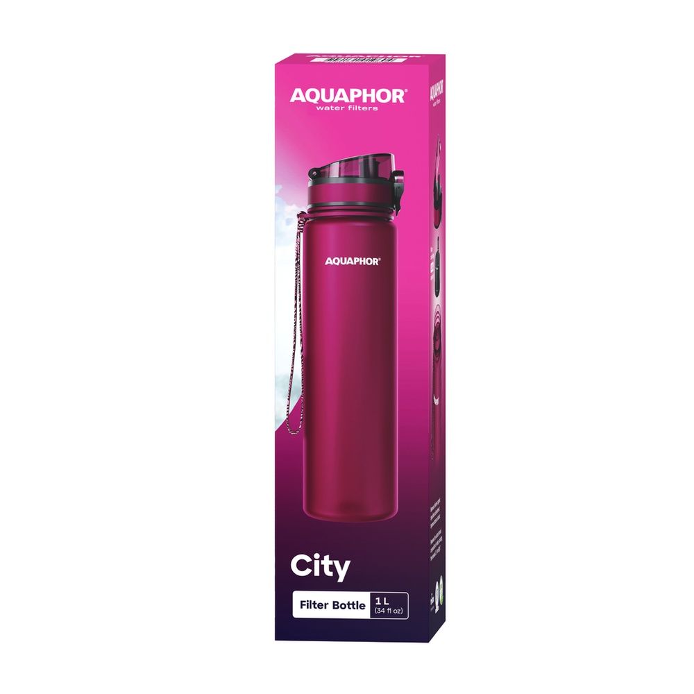 Vesipullo suodattimella Aquaphor City, 1L punainen