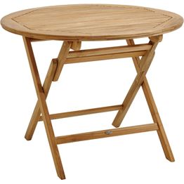 Pyöreä ruokapöytä terassille Brafab Turin, kokoontaittuva, Ø100cm, tiikki