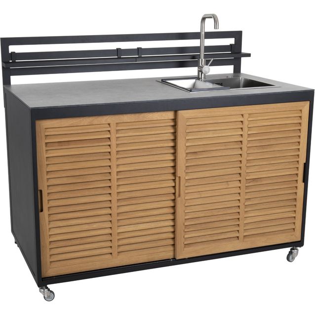 Kesäkeittiön allasmoduuli Brafab Fornax, 140x74cm, musta/tiikki