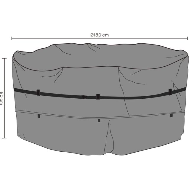 Kalustesuoja pyöreällä ruokailuryhmälle Brafab, hengittävä, musta, eri kokoja