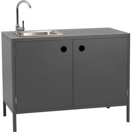 Kesäkeittiön työtasomoduuli Brafab Kelia, 121x64cm, pesualtaalla ja hanalla, antrasiitti