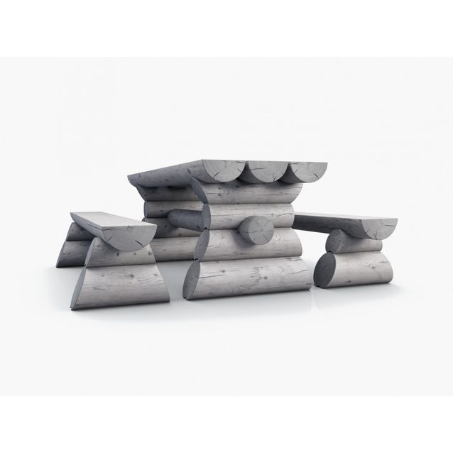 Piknik pöytäryhmä Broowood, Ohto, hirsikaluste