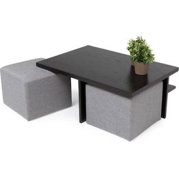 Sohvapöytä Boksi kahdella rahilla musta/vaaleanharmaa