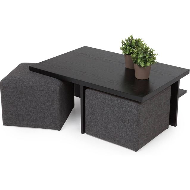Sohvapöytä Boksi kahdella rahilla musta/tummanharmaa