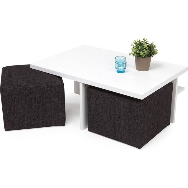 Sohvapöytä Boksi kahdella rahilla valkoinen/musta