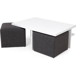 Sohvapöytä Boksi kahdella rahilla valkoinen/tummanharmaa