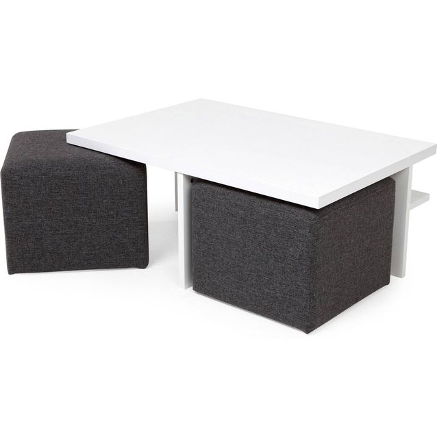 Sohvapöytä Boksi kahdella rahilla valkoinen/tummanharmaa