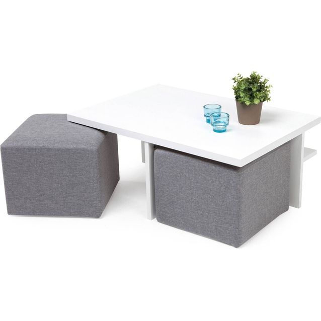 Sohvapöytä Boksi kahdella rahilla valkoinen/vaaleanharmaa