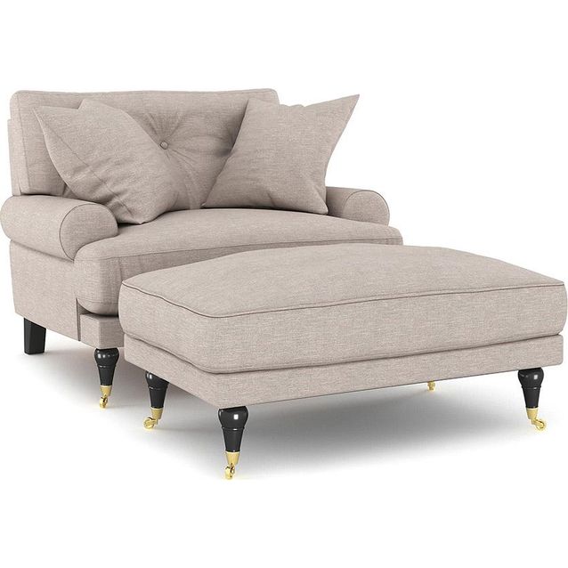 Nojatuoli ja rahi Andrew beige/messinki