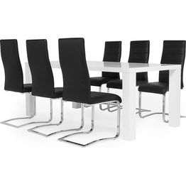 Ruokailuryhmä Johnny 6:lla tuolilla valkoinen