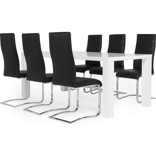 Ruokailuryhmä Johnny 6:lla tuolilla valkoinen