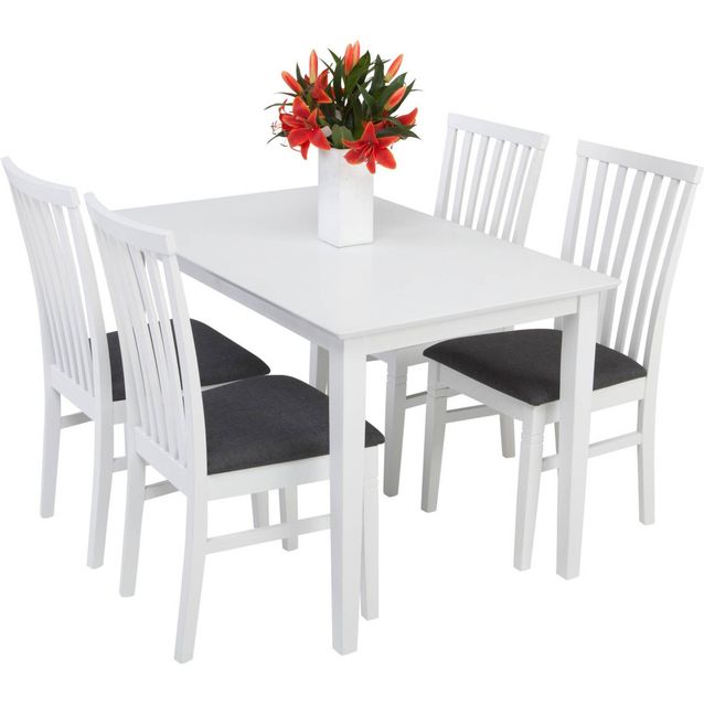 Ruokailuryhmä Annikki Arja tuoleilla 4 tuolia valkoinen