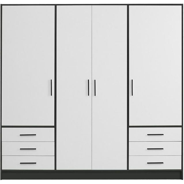 Vaatekaappi Ashgate 207cm musta/valkoinen