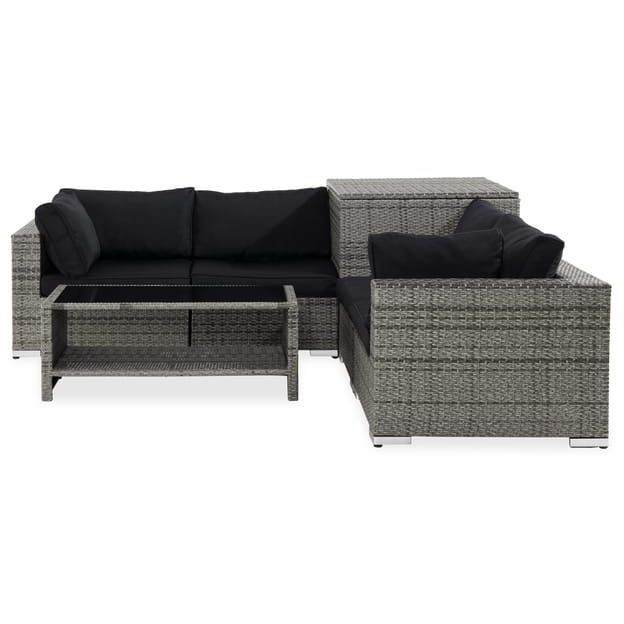 Oleskeluryhmä Bahamas 4, pöytä, pehmustelaatikko, harmaa/musta