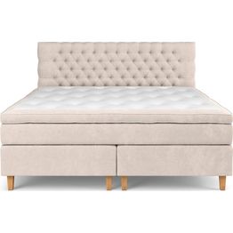 Sänkypaketti Drömvik Celine Kova vaahtopatja 210x210cm sametti beige/puu