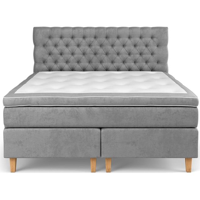 Sänkypaketti Drömvik Celine Kova Lateksi 180x200cm sametti harmaa/ruskea