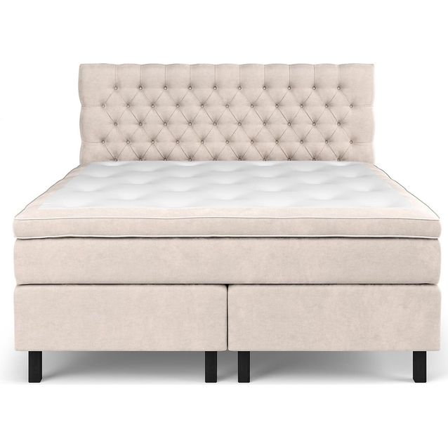 Sänkypaketti Drömvik Celine Medium Lateksi 160x200cm sametti beige/musta