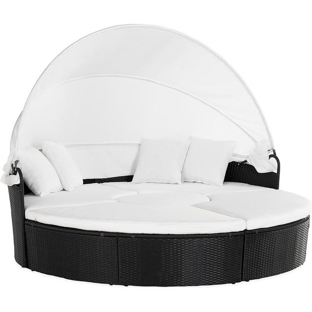 Aurinkosänky Florens säädettävä musta/valkoinen