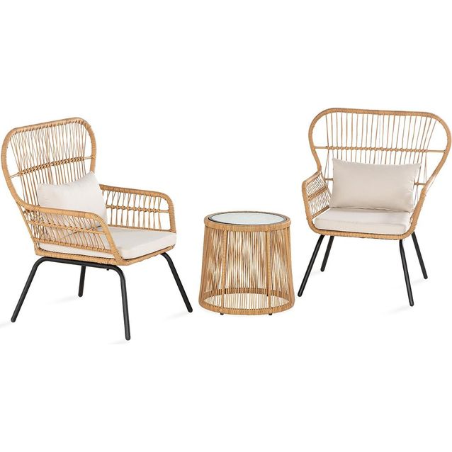 Parvekeryhmä Geanne pöytä + 2 tuolia ruskea