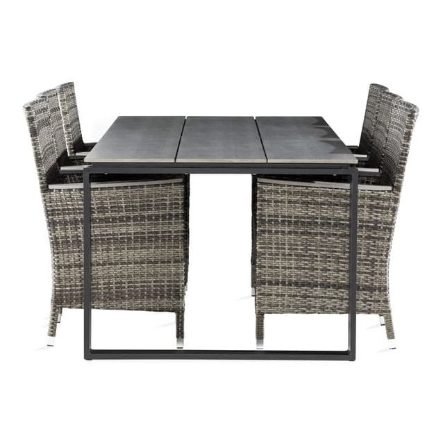 Ruokailuryhmä Turieno 210x100cm, 6 Thor Lyx -nojatuolia, harmaa