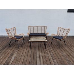 Sohvaryhmä Dallasa 2-istuttava sohva + 2 tuolia + pöytä beige/musta