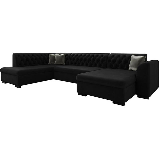 Vuodesohva divaanilla ja avopäädyllä Gerada 4 ist oikea sametti musta